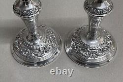 Paire de bougeoirs en argent sterling vintage Birmingham vers 1974 19 cm