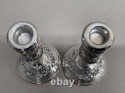 Paire de bougeoirs en argent sterling vintage Birmingham vers 1974 19 cm