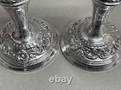 Paire de bougeoirs en argent sterling vintage Birmingham vers 1974 19 cm