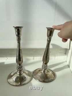 Paire de bougeoirs en argent sterling vintage. Royal Danish (lourds, renforcés)