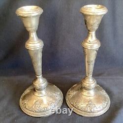 Paire de bougeoirs en argent sterling vintage Wallace Grande Baroque de 10 pouces