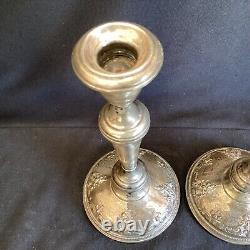 Paire de bougeoirs en argent sterling vintage Wallace Grande Baroque de 10 pouces
