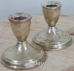 Paire de bougeoirs en argent vintage antiques