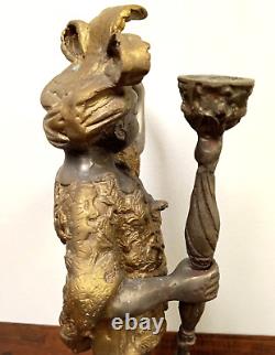 Paire de bougeoirs en bronze ANTIQUE Blackamoor 16 STATUE avec torche Lourd VINTAGE