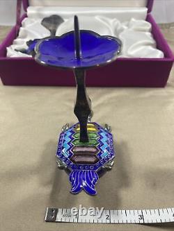 Paire de bougeoirs en forme de tortue en émail cloisonné vintage en argent à 99%