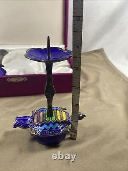 Paire de bougeoirs en forme de tortue en émail cloisonné vintage en argent à 99%