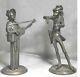 Paire De Bougeoirs Figuratifs Grotesques Hilarants En Statue Antique Vintage De 1890