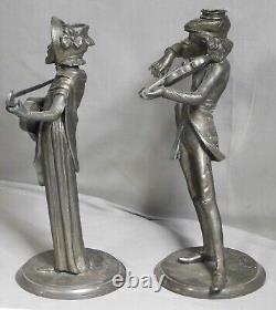 Paire de bougeoirs figuratifs grotesques hilarants en statue antique vintage de 1890