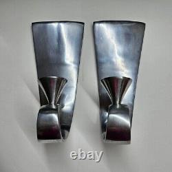 Paire de bougeoirs muraux en aluminium argenté 10 bougies, style vintage Art Déco volutes
