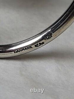 Paire de bougeoirs vintage Hans Jensen en métal argenté motif lys Danemark