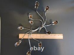 Paire de bougeoirs vintage en métal argenté MCM Hans Jensen Danemark Calla Lily