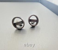 Paire de boutons de manchette vintage en argent sterling Georg Jensen Soren Jensen n° 91 1964
