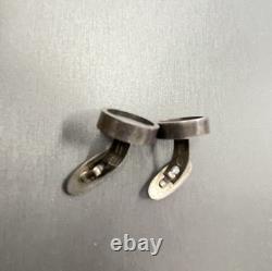 Paire de boutons de manchette vintage en argent sterling Georg Jensen Soren Jensen n° 91 1964
