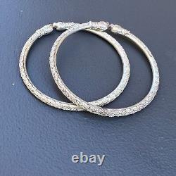 Paire de bracelets de fin de tête d'éléphant en argent sterling tribal vintage 21grms