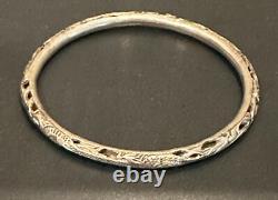 Paire de bracelets jonc en argent sterling chinois ancien avec boîte chinoise vintage