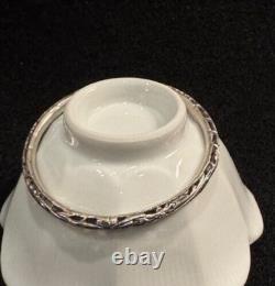 Paire de bracelets jonc en argent sterling chinois ancien avec boîte chinoise vintage