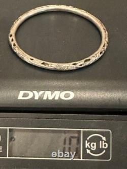 Paire de bracelets jonc en argent sterling chinois ancien avec boîte chinoise vintage