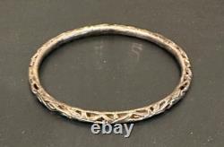 Paire de bracelets jonc en argent sterling chinois ancien avec boîte chinoise vintage