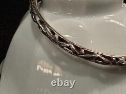 Paire de bracelets jonc en argent sterling chinois ancien avec boîte chinoise vintage