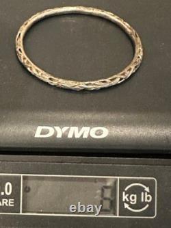 Paire de bracelets jonc en argent sterling chinois ancien avec boîte chinoise vintage