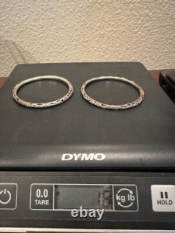 Paire de bracelets jonc en argent sterling chinois ancien avec boîte chinoise vintage