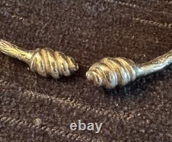 Paire de bracelets jonc vintage en argent sterling des Antilles caraïbes, gousses en spirale 28g/paire