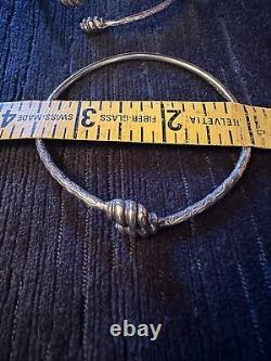 Paire de bracelets jonc vintage en argent sterling des Antilles caraïbes, gousses en spirale 28g/paire