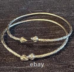 Paire de bracelets vintage en argent sterling des Caraïbes avec des cabosses de cacao 22g/pair