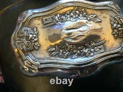 Paire de brosses à vêtements en argent sterling vintage et élégant de Webster avec monogramme FS