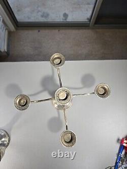 Paire de candélabres à quatre bras en argent sterling de style vintage Duchin Creation avec bordure godronnée