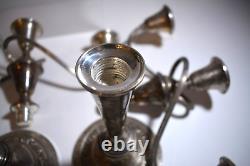 Paire de candélabres anciens Gorham 1130 en argent sterling à 3 bras, hauteur de 12 pouces