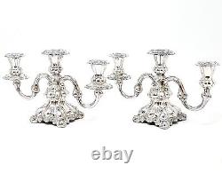 Paire de candelabres danois anciens ornés en chrome plaqué pour 3 bougies