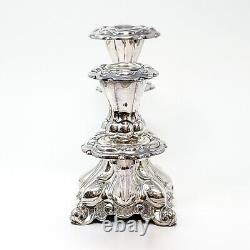 Paire de candelabres danois anciens ornés en chrome plaqué pour 3 bougies