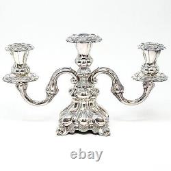 Paire de candelabres danois anciens ornés en chrome plaqué pour 3 bougies