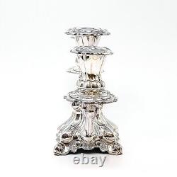 Paire de candelabres danois anciens ornés en chrome plaqué pour 3 bougies