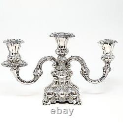 Paire de candelabres danois anciens ornés en chrome plaqué pour 3 bougies