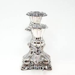 Paire de candelabres danois anciens ornés en chrome plaqué pour 3 bougies