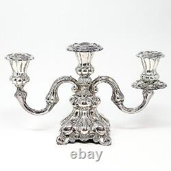 Paire de candelabres danois anciens ornés en chrome plaqué pour 3 bougies