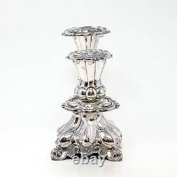 Paire de candelabres danois anciens ornés en chrome plaqué pour 3 bougies