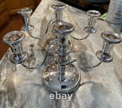 Paire de candélabres en argent Sheffield des années 1930 à 3 lumières