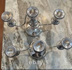 Paire de candélabres en argent Sheffield des années 1930 à 3 lumières
