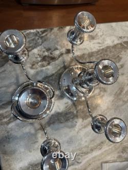Paire de candélabres en argent Sheffield des années 1930 à 3 lumières