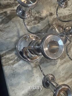Paire de candélabres en argent Sheffield des années 1930 à 3 lumières