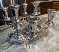 Paire de candélabres en argent Sheffield des années 1930 à 3 lumières