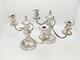 Paire De Candélabres En Argent Massif Antique Des Années 1920, Porte-bougies Bas Vintage Centre