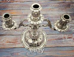 Paire de candélabres en argent sterling, Imperial Camusso, Vintage Pérou à 3 lumières