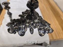 Paire de candélabres figuratifs en métal argenté vintage sur base, non marqués