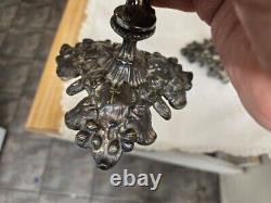 Paire de candélabres figuratifs en métal argenté vintage sur base, non marqués