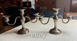 Paire de candélabres vintage Preisner en argent pondéré 734 avec 3 bras
