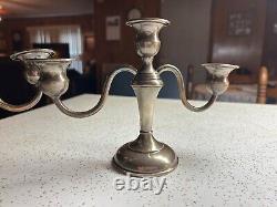 Paire de candélabres vintage Preisner en argent pondéré 734 avec 3 bras